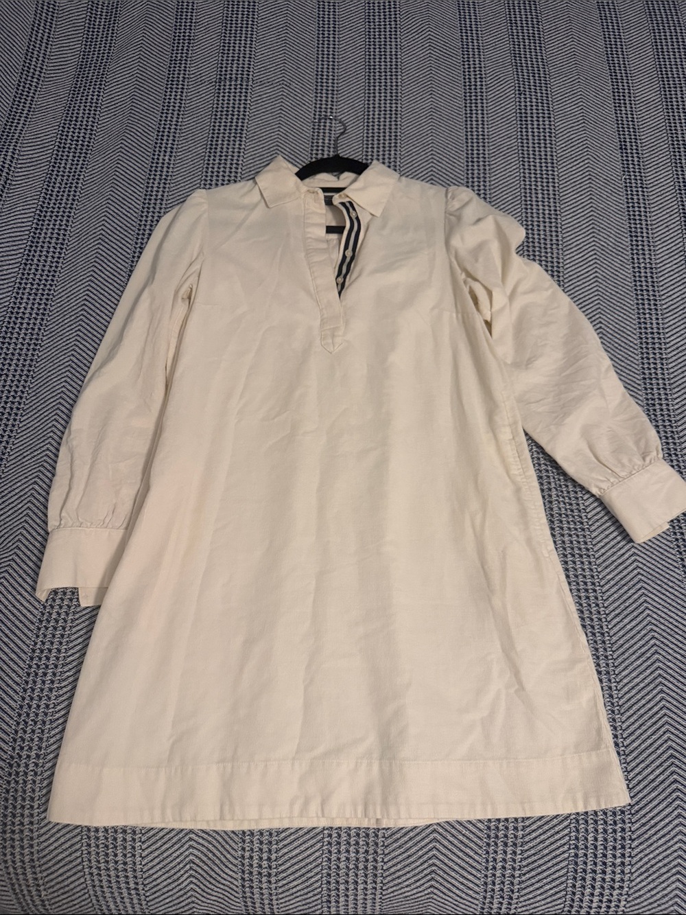 NWT Vineyard Vines Pippa Corduroy Dress - Cream Long-Sleeve Collared Tunic Dress